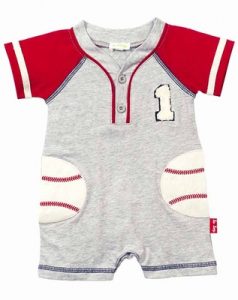 Le Top Infant Boy Heather Gray Romper with Baseball