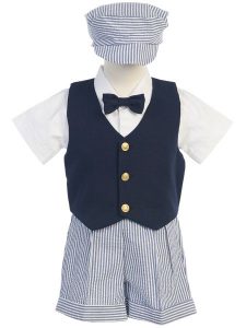 Lito Blue Vest and Shorts with Blue and White Stripes