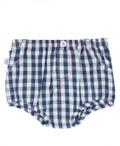 Rugged Butts Navy Gingham Bloomer with Chambray pockets Front