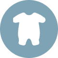 Infant clothing symbol in circular design
