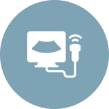 Medical imaging symbol in white